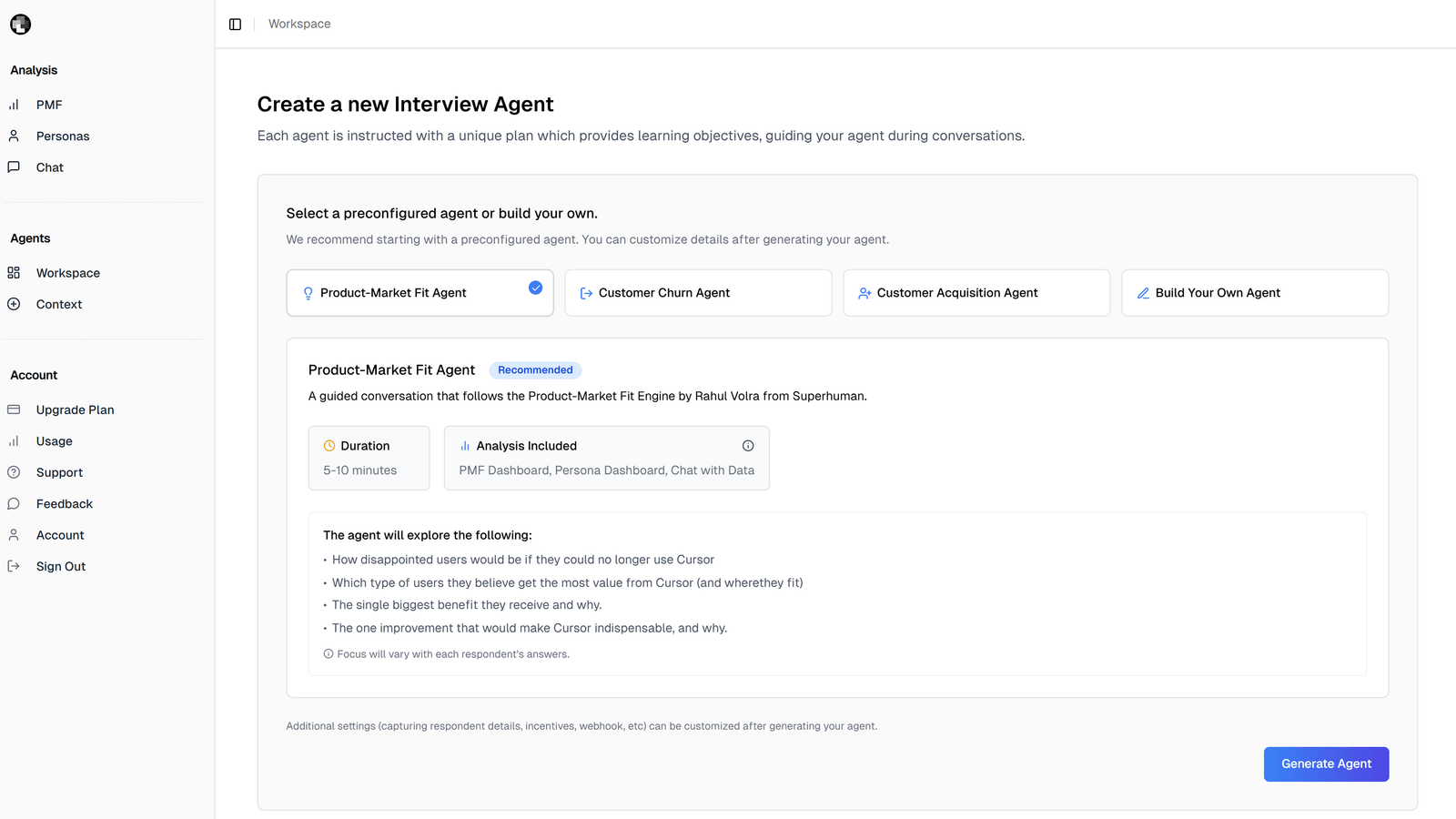 Step 2: Generate an agent